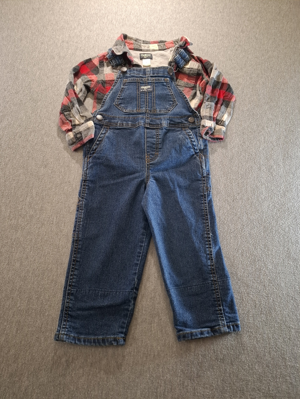 Vintage OshKosh B'gosh Blue Denim Kids Overalls - Picture 1 of 15